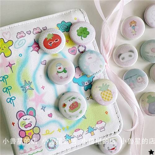 原创古早25mm迷你吧唧番茄雪人可爱卡通胸针手账diy装饰徽章 别针 - 图1