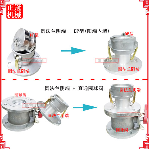 F阳端法兰接头卸油口公头油罐球阀阴端转换接头3寸铝合金快速接头 - 图1