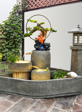 循环流水庭院阳台家居装饰摆件