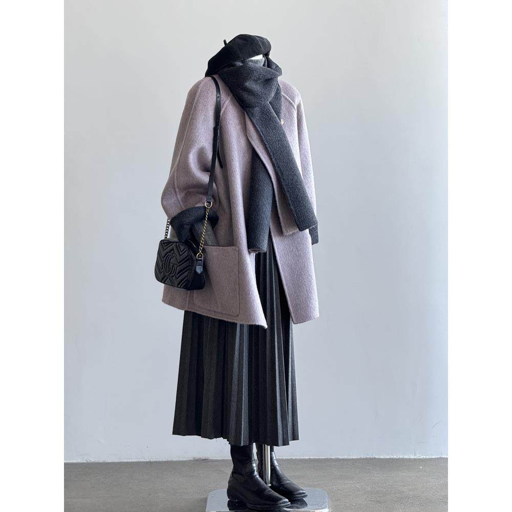 爵莱菲大码胖mm冬围巾款双面手缝羊毛大衣女韩版宽松羊毛呢子外套,淘宝优惠券,粉丝福利购,淘宝优惠卷