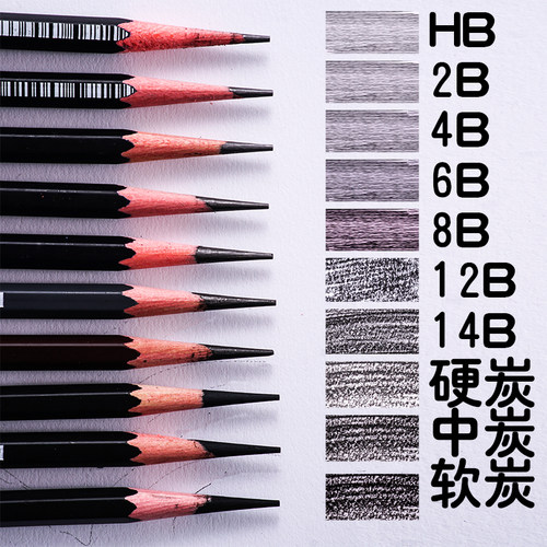 马利铅笔炭笔美术专用 画画工具套装初学者素描艺术家速写14B软性 - 图1