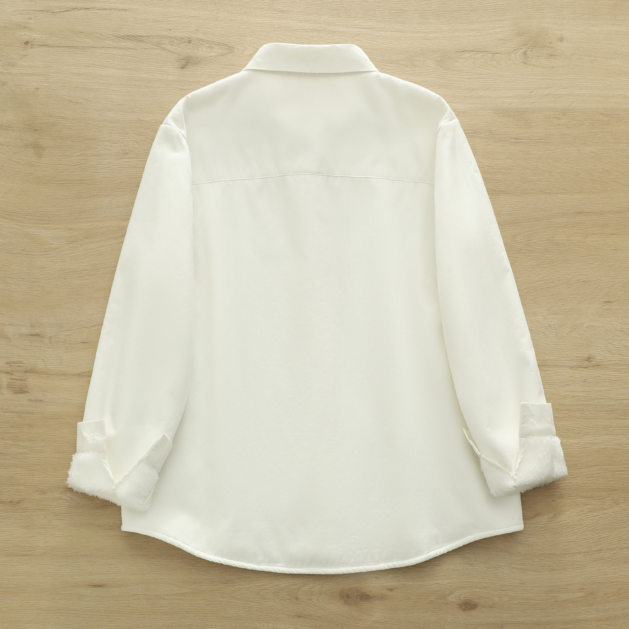 小清新甜美刺绣小猫加绒加厚衬衫女长袖学生文艺白色保暖内搭衬衣