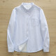Small fresh literary blue vertical stripes plus velvet thickened shirt women's long-sleeved Korean style commuter pure cotton Oxford shirt