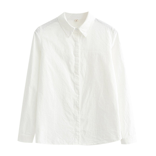 Camisa de algodón blanca camisa interior sencilla de mujer de manga larga
