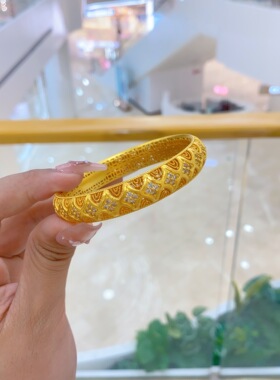 黄金包银手镯女送妈妈金镯子礼物