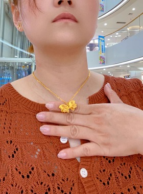 花丝蝴蝶结金包银项链