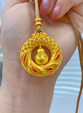 黄金包银葫芦花丝吊坠