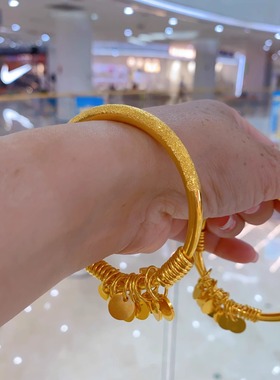 送女友推拉实心手镯金包银中式