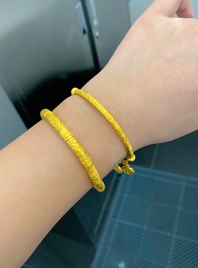 金包银手镯情侣款实心镯子送男友