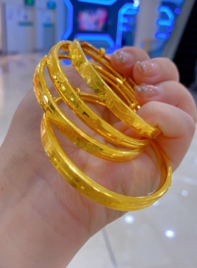 金包银手镯女实心光面9999