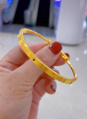 金包银手镯女款实心推拉幸运草镯