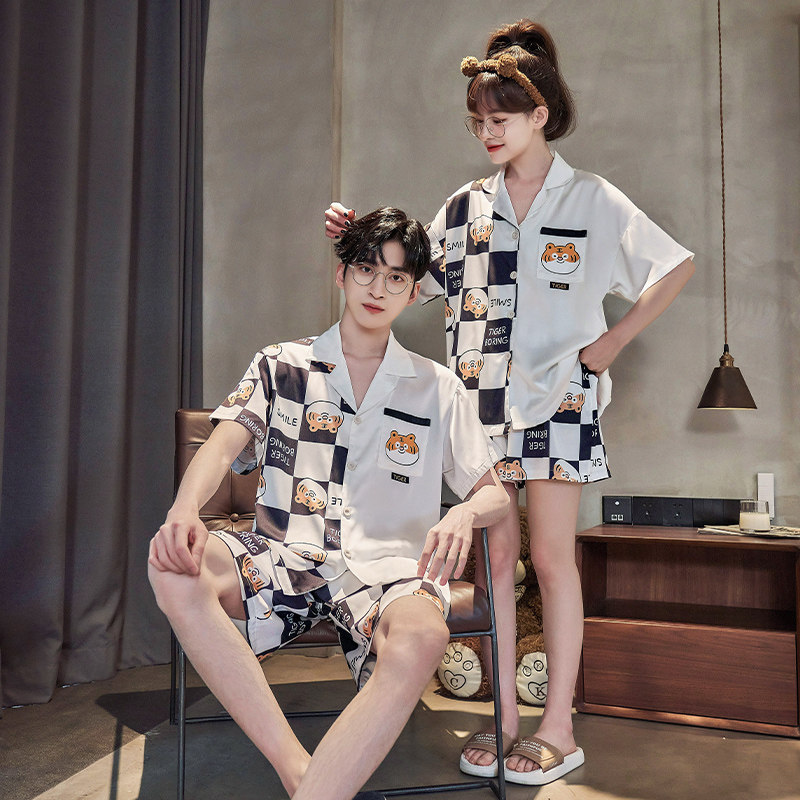 情侣夏季冰丝短袖可爱网红爆款睡衣 斐序睡衣/家居服套装