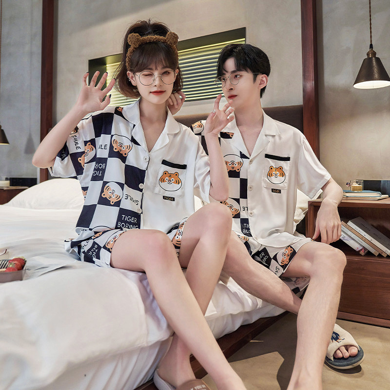 情侣夏季冰丝短袖可爱网红爆款睡衣 斐序睡衣/家居服套装