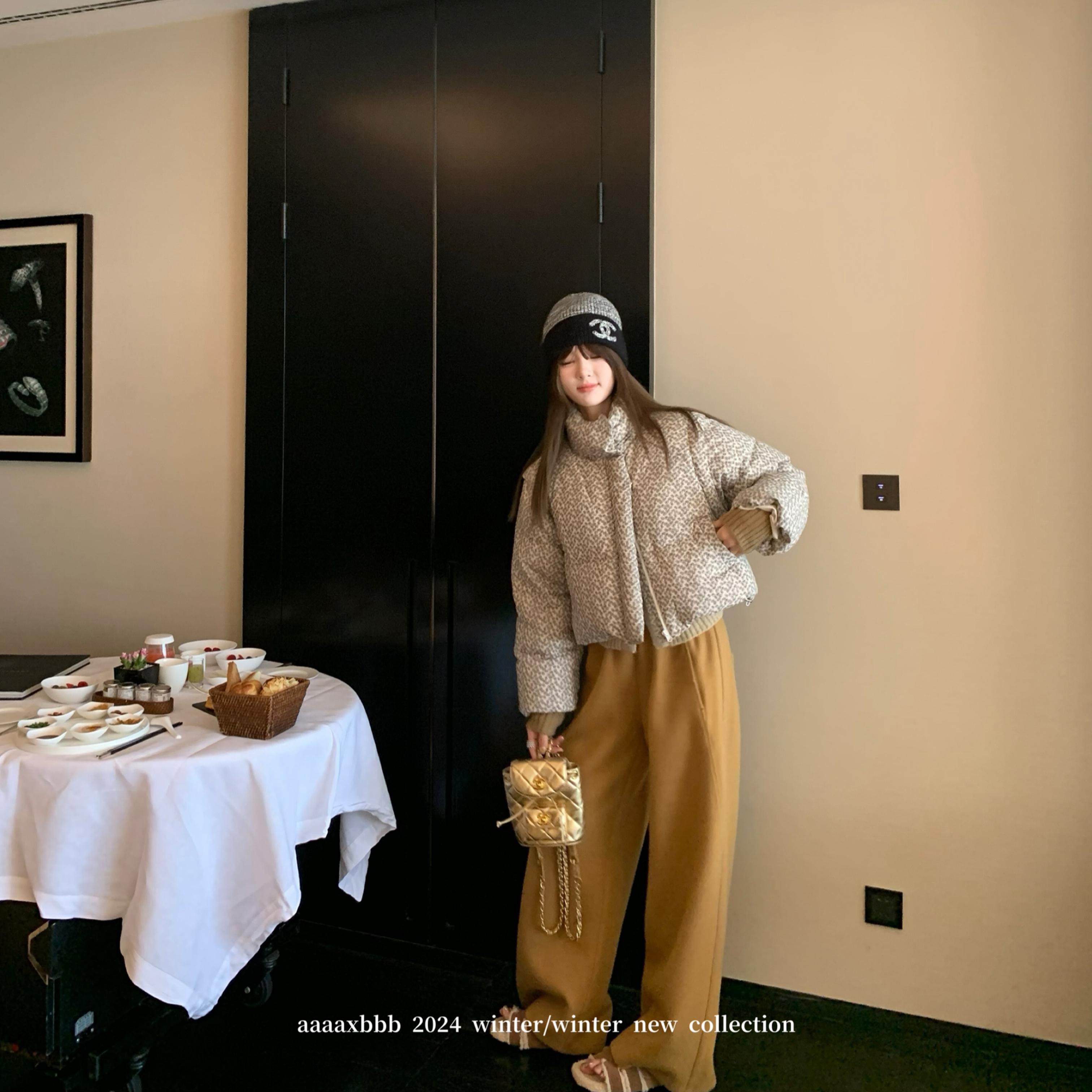 aaaaxbbb 松弛Brunch 四色加绒运动裤松紧腰宽松长款拖地休闲裤女