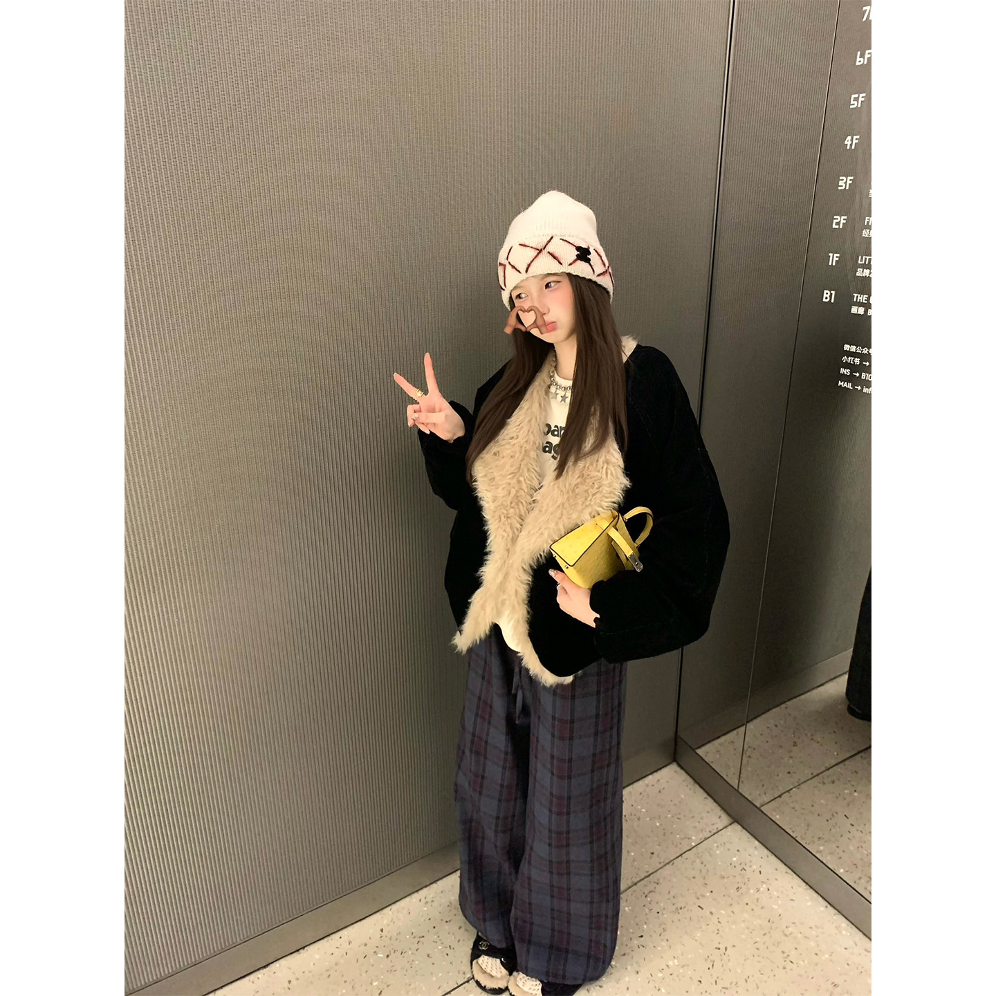 aaaaxbbb 随性timing 韩系紫色磨毛格子裤秋冬加厚松紧休闲裤长裤,淘宝优惠券,粉丝福利购,淘宝优惠卷