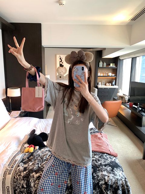 Aaaaxbbb ເສື້ອທີເຊີດແຂນສັ້ນ lace lace ຝ້າຍບໍລິສຸດມືສີແມ່ຍິງ
