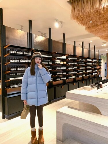 aaaaxbbb 中央大街随游 连帽羽绒服女中长款加厚保暖面包服外套冬 - 图2