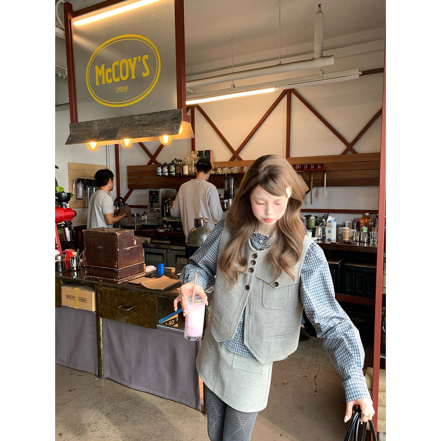 aaaaxbbb 首尔瞬光 韩系设计感马甲花边衬衫短裙A字裙叠穿三件套,淘宝优惠券,粉丝福利购,淘宝优惠卷