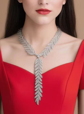 ZA欧美个性潮流冷淡气质合金叶片质感时尚项链轻奢设计感麦穗项饰