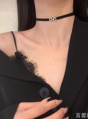 choker黑色项链女小众设计高级感