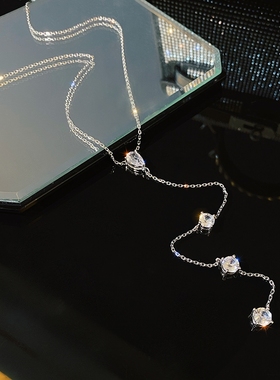 闪耀仿钻吊坠Y字项链 1流苏长款Y型链闪钻项链女细款锁骨链