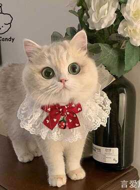 围兜狗狗小猫猫咪项圈巾口水巾围兜狗个性铃铛饰品ins风