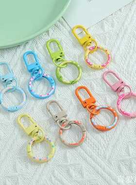 ins风钥匙扣diy材料材料钥匙扣环圈糖果色弹簧扣甜