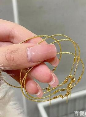 延长韩版DIY仿金细手链女友穿心仿真小众平安扣简约手链绳链带