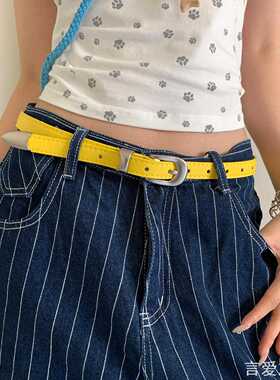 风黄色腰带女美式y2k千禧风黄y2k带个性多巴胺ins风