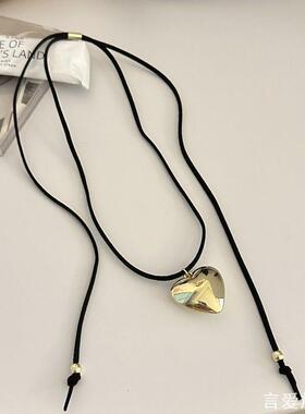 金属大爱心项链女长款甜酷辣妹风