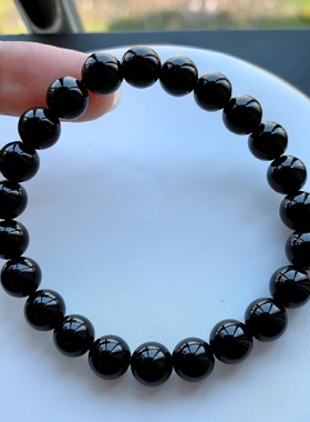 东海水晶天然乌金黑曜石手链精品