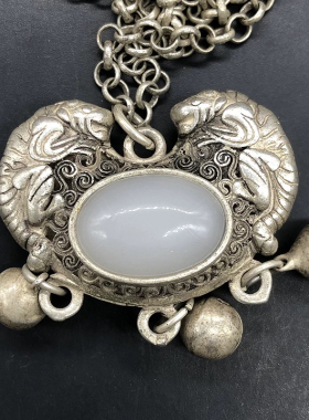 古玩古董杂项收藏大清乾隆年制和田玉貔貅挂件吊坠百福锁特价包邮