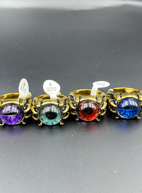 恶魔之眼戒指男士霸气高级感朋克个性设计潮款开口戒指嘻哈戒指