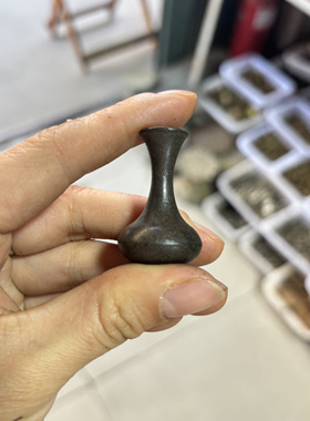 仿古古玩铜器收藏黄铜复古老包浆长脖花瓶线香小香插老货老物件