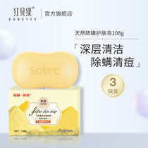 Red Beberdi Scented Soap Sulfur Soap Stop Itch Bath Bath Wash Face Mites Acne Removing Acne Control Oil Shuffiti Essential Oil Soap Universal