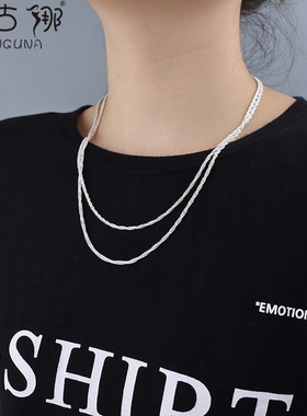 闪沙链子项链女ins潮白银色波光粼粼满天星锁骨链轻奢2024年新款