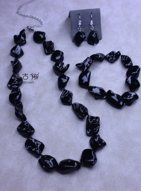 异形巴洛克黑色珍珠手链女款轻奢小众设计高级感贝壳手串2025新款