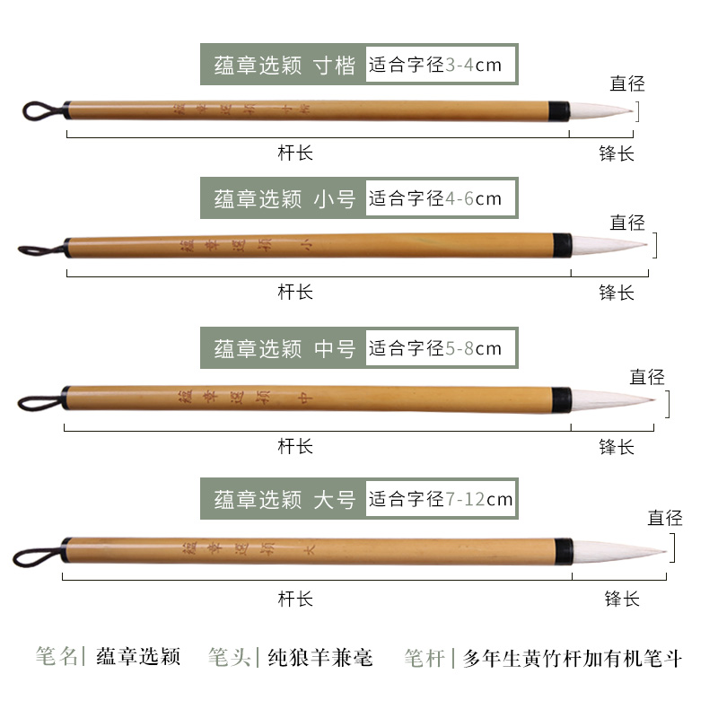 纯动物毛田氏蕴章选颖中楷七狼三羊兼毫楷书行书草书篆隶书古德笔 - 图2