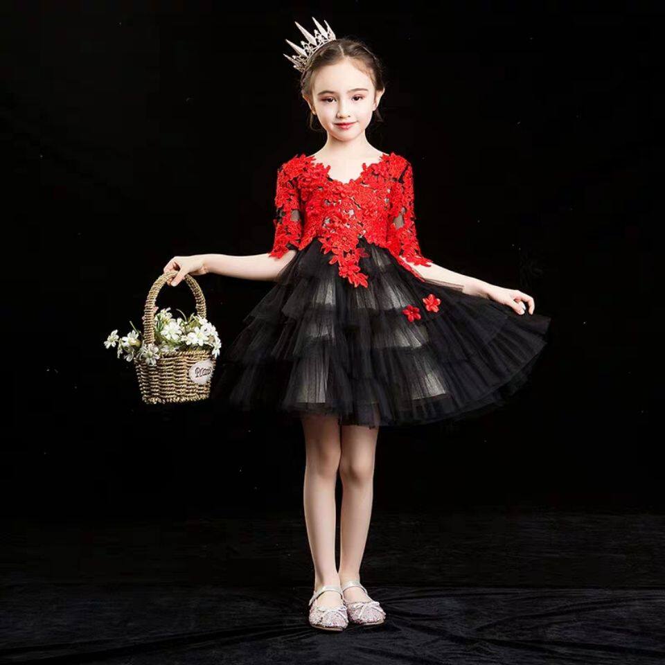儿童晚礼服女童生日公主蓬蓬裙小女孩表演钢琴演出服主持模特走秀