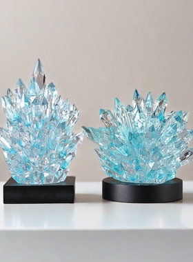 乔迁电脑办公桌面电视柜装饰水晶摆件2024新款轻奢高档底座高级感