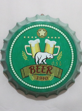 啤酒盖酒吧壁挂装饰复古铁艺