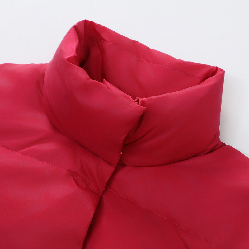 LBH真维斯女装立领保暖羽绒外套 2025冬季新品 宽松红色羽绒服女 - 图1