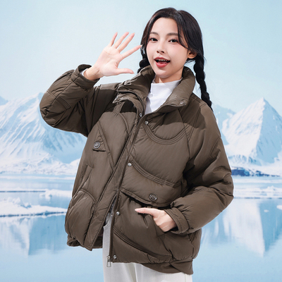 真维斯女装简约保暖棉服外套