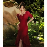 Бордовое демисезонное вечернее платье для невесты, свадебное платье, дизайнерская юбка, крой «рыбий хвост», подходит для подростков, тренд сезона