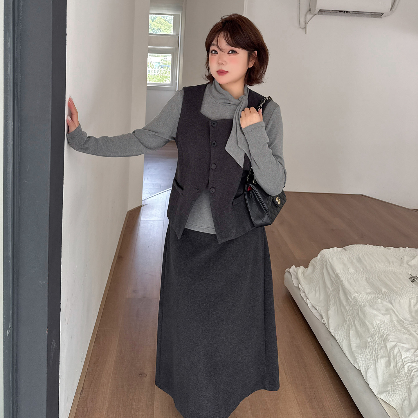 2025冬新款大码女装胖MM针织长袖T恤马甲半身裙三件套通勤套装,淘宝优惠券,粉丝福利购,淘宝优惠卷