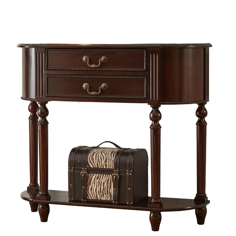 美式实木玄关桌进门玄关台置物架入户储物柜放钥匙半圆靠墙过道柜,淘宝优惠券,粉丝福利购,淘宝优惠卷