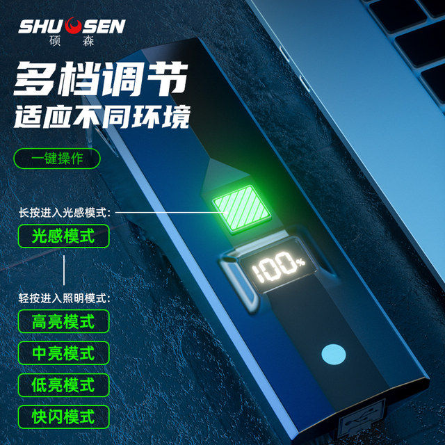 Shuosen bicycle headlight for night riding, strong light, waterproof flashlight, mountain road night lighting, children's riding equipment