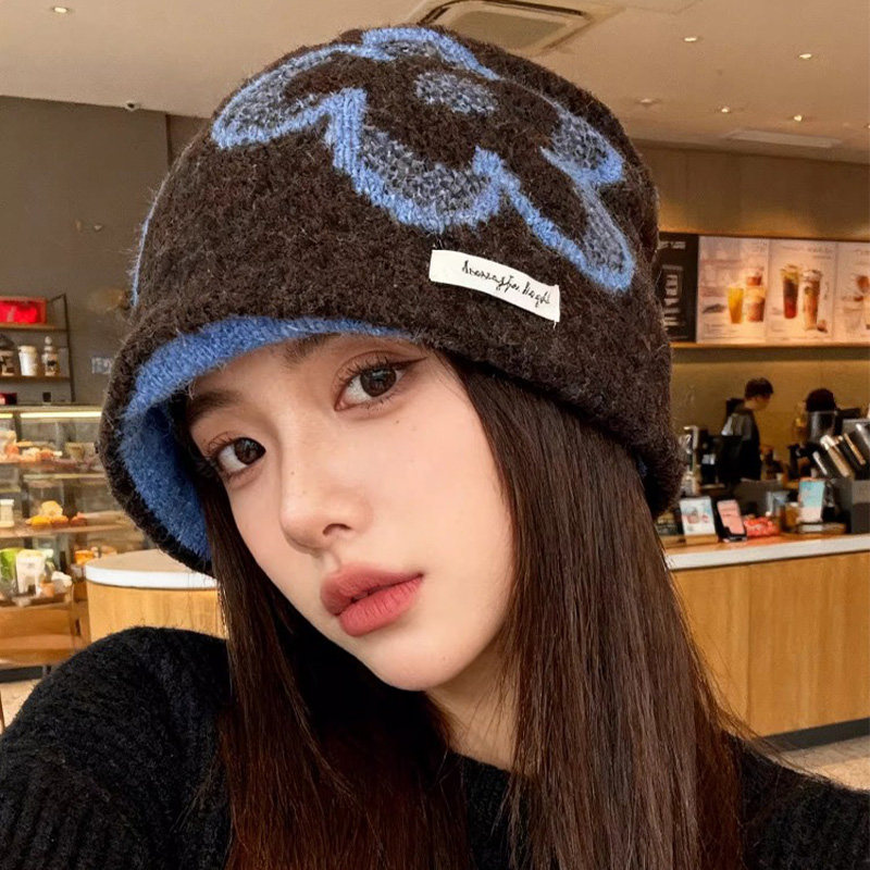 2025新款韩版复古提花针织帽子女秋冬季百搭保暖护耳显脸小包头帽,淘宝优惠券,粉丝福利购,淘宝优惠卷