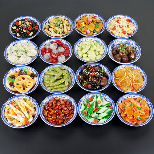 仿真食物品模型小碗菜中西餐凉菜摆盘红烧肉鸡鱼肉装饰摆件盘道具 - 图1