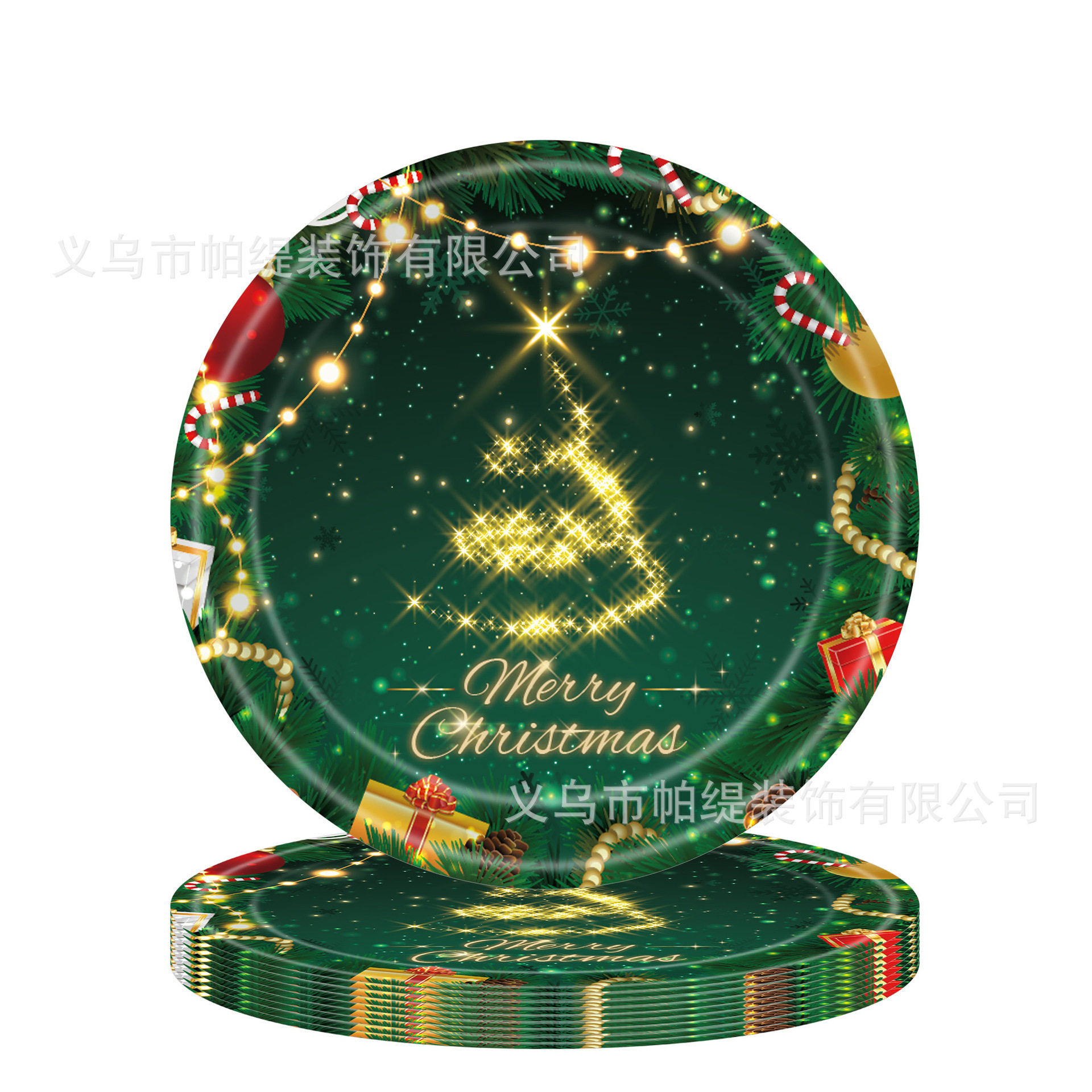 新款红绿圣诞节派对装饰餐具套装一次性纸盘纸巾纸杯桌布布置用品,淘宝优惠券,粉丝福利购,淘宝优惠卷